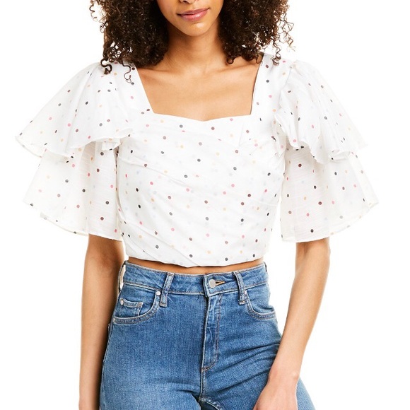 Beulah Tops - BEULAH-NWT LG Ruffled Polka Dot Blouse